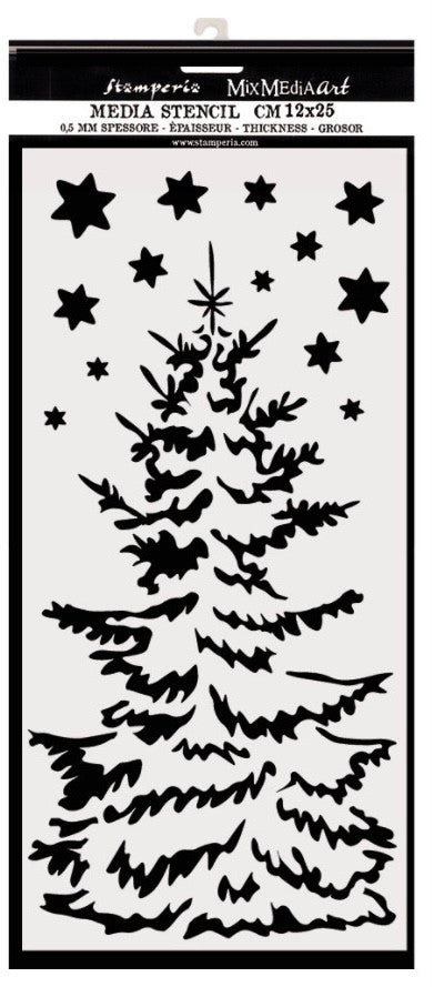 Stamperia dikke kerstboom stencil